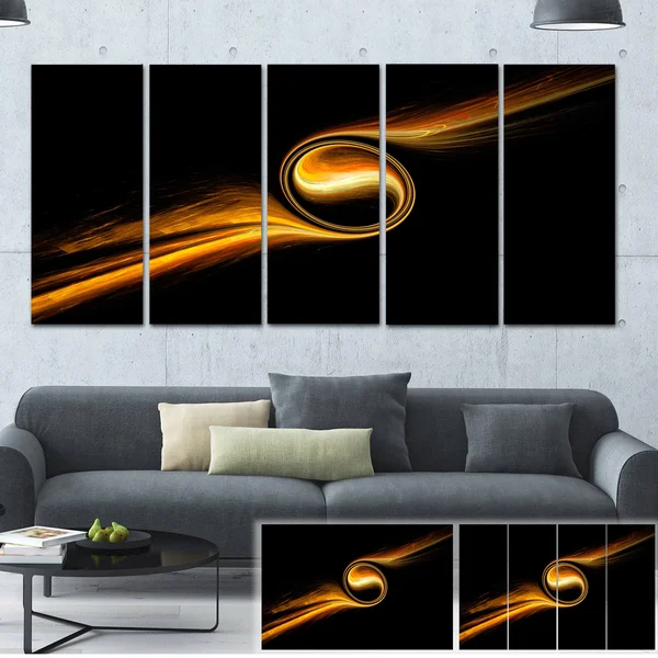 Designart 'Fractal 3D Dancing Yellow Design' 4 Piece Graphic Art on Wrapped Canvas Set