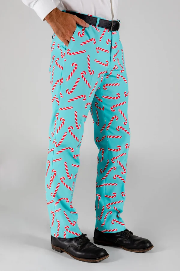 The Peppermint Pimp Canes, Candy Cane Print Christmas Pants, Size 30, Multicolor, Shinesty