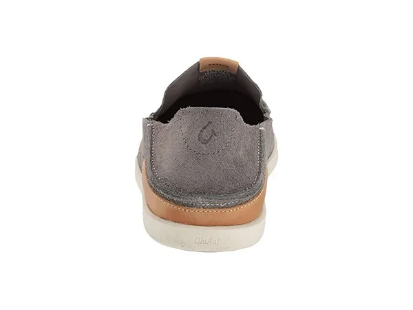 Olukai Nalukai Kala Men's Leather Slip on Shoes Fog, Bone - 7