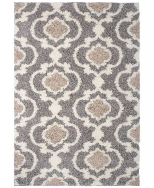 Cozy Moroccan Trellis Gray/Cream 5&3x22 x 7&3x22 Indoor Shag Area Rug