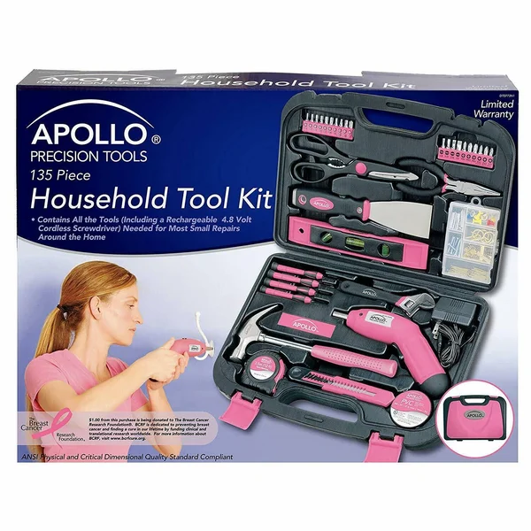 Apollo Tools Dt0773n1 135 Piece Complete Household Tool Kit