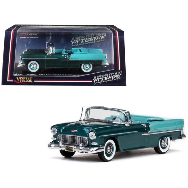 1955 Chevrolet Bel Air Open Convertible Neptune Green 1/43 Diecast Model Car by Vitesse