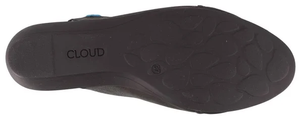 Cloud Caliber Black Leather Flat (Women)