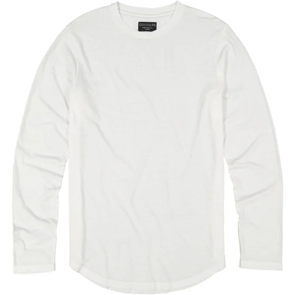 Goodlife Men's Tri-Blend L/S Scallop Crewneck T-Shirt, White