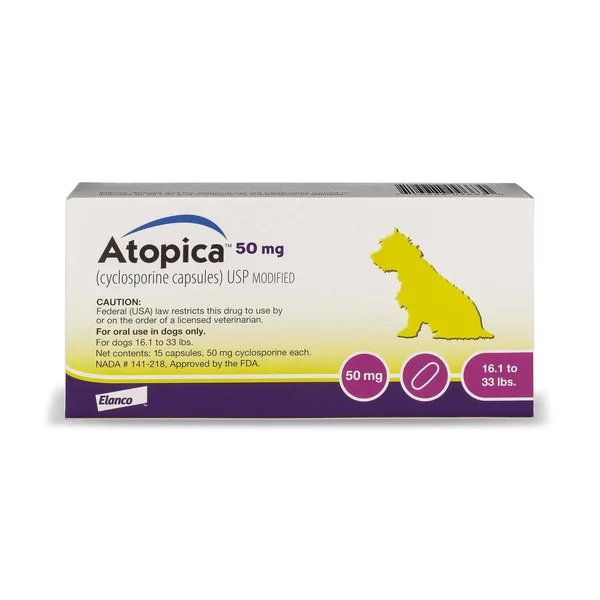 Atopica 50 mg for Dogs, 15 Capsules