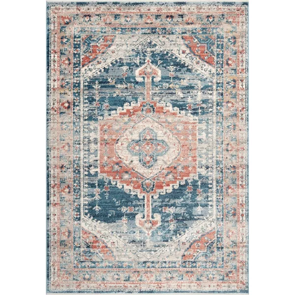 nuLOOM Harley Barbed Mast Medallion Rug, Blue, 4x6 ft