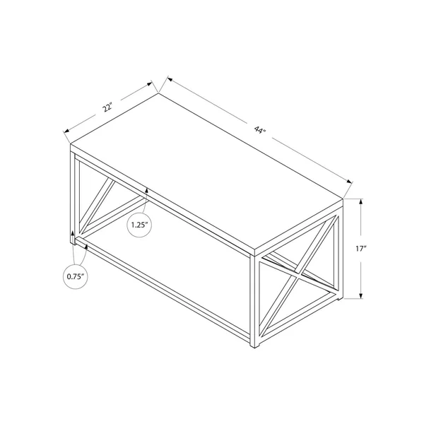 Offex Modern Rectangular Coffee Table with Chrome Metal - Grey, 44" x 22" x 17"