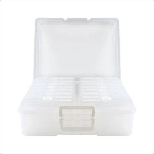 Novelinks Transparent 10cm x 15cm Photo Cases and Clear Craft Keeper with Handle - 16 Inner Cases Plastic Storage Container Box