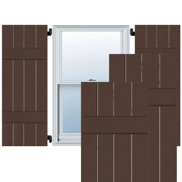 Noralco Industries - Inc. RWB15X061TBP 15x22W x 61x22H Exterior Four Board (2 Batten) Real Wood Pine Board-n-Batten Shutters (Per