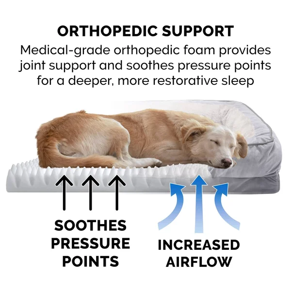 FurHaven Velvet Waves Perfect Comfort Orthopedic Sofa Dog Bed - Jumbo - Granite Gray