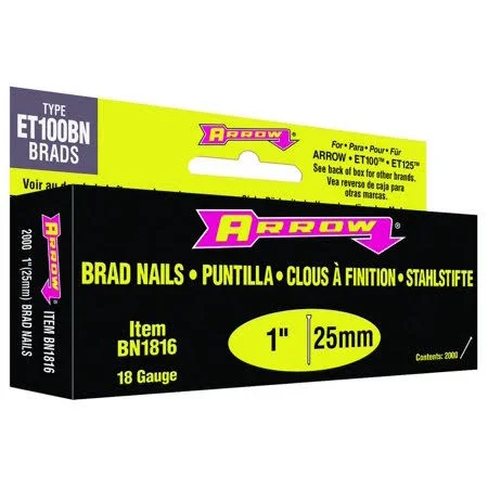 Arrow Fastener BN1816BCS Brad Nails 18 Gauge 1 inch Brown 2000 Pack