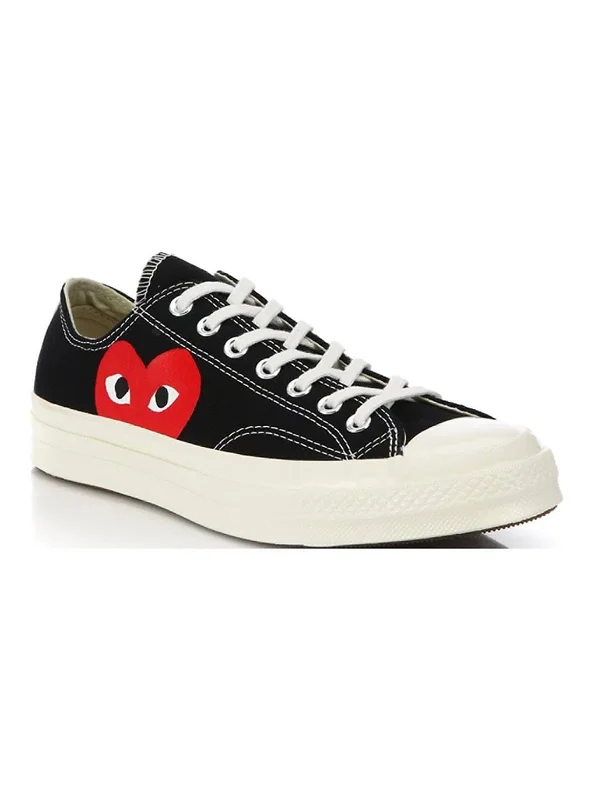 Comme des Gar鏾ns Play Women's Peek-A-Boo Low-top Canvas Sneakers - Black - Size 7