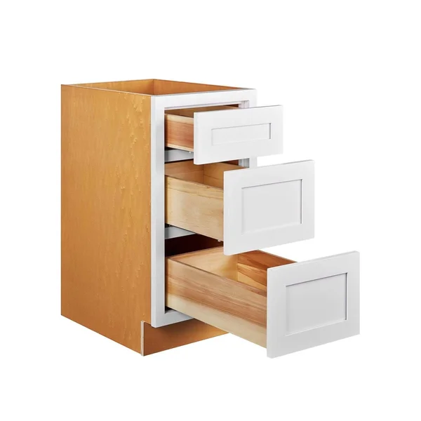 15 inch Wide Drawer Base Cabinet Three (3) Drawers Snow White Inset Shaker