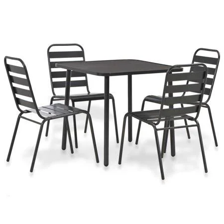 5 Piece Outdoor Dining Set Steel Dark Gray, Men's, Size: 16.5