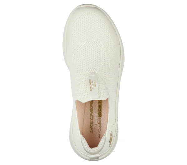 Skechers Women's Relaxed Fit: D&Lux Walker - Quick Upgrade Slip-On Walking Shoes - Off White, 7.5