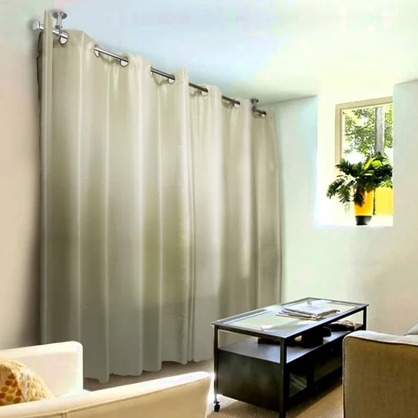 InStyleDesign Pita 1 inch Diameter Ceiling Curtain Rod/ Room Divider - Size: 160 to 240 Inches, Silver