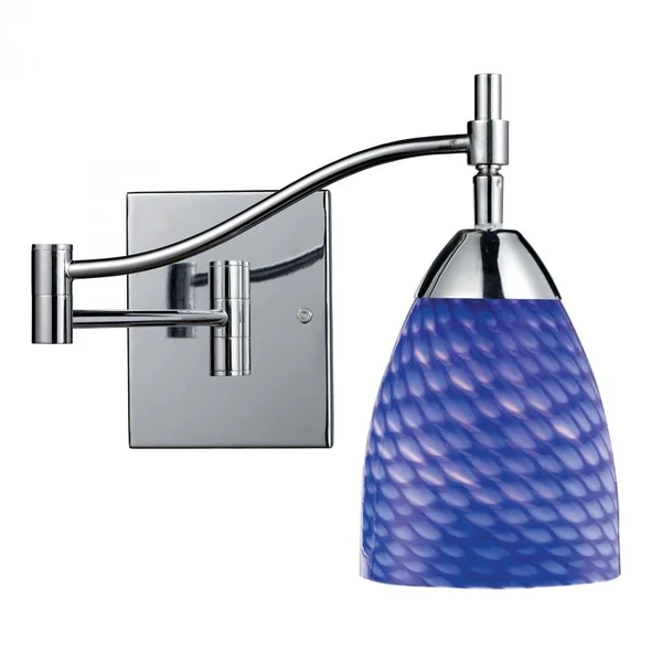 Elk Lighting Celina 1-Light Swingarm Sconce in Polished Chrome & Silver Glass 10151/1PC-SLV-LED