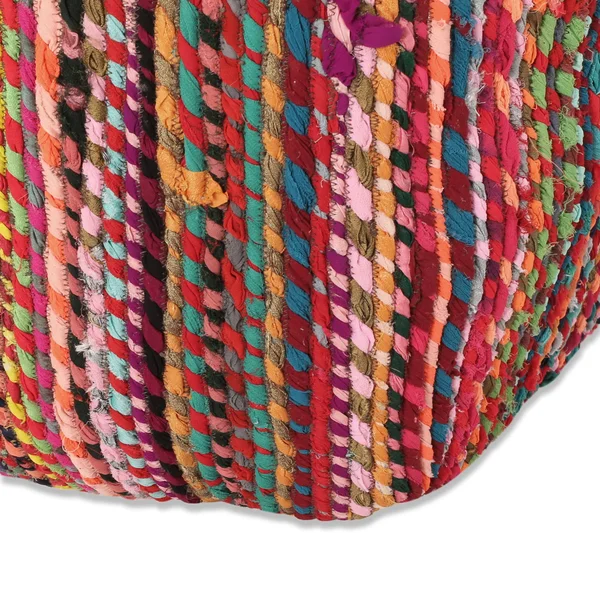 GDF Studio Mead Handcrafted Boho Fabric Cube Pouf