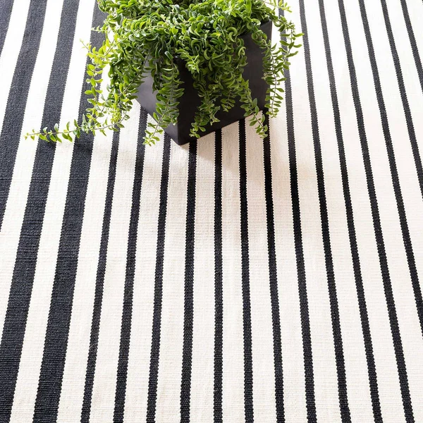 Dash Albert Port Stripe Black Indoor/Outdoor Rug 3x5