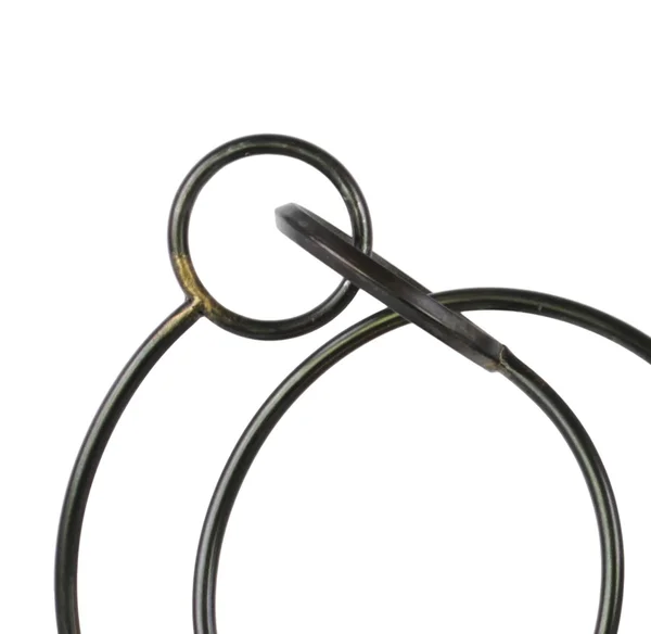 Metal Abstract Sculpture with Rectangular Base - Set of Two, Gray