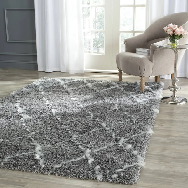 Safavieh Moroccan Shag MSG343B 7& Square Grey, Ivory Rug
