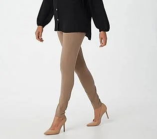 Susan Graver Regular Weekend Premium StretchLeggings - Size Medium, Mushroom