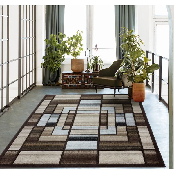 Orelsi Collection Abstract Area Rug - 5&2x22 x 7&5x22 Oval - Grey/Red