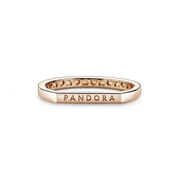 Pandora Logo Bar Stacking Ring - Size 5 - Gold, 189048C00-50