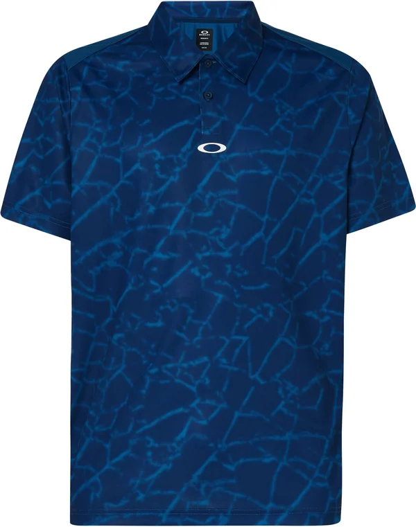 Oakley Broken Glass Mens Golf Polo, 95P Blue Glass, S