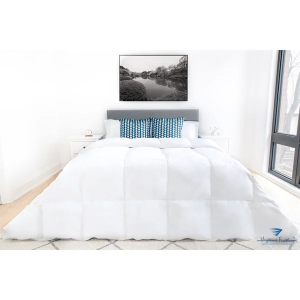 Highland Feather 600 Loft White Down Cordoba Duvet/Comforter Summer|All Season|Winter 233TC Casing with Corner Ties - Summer/Que