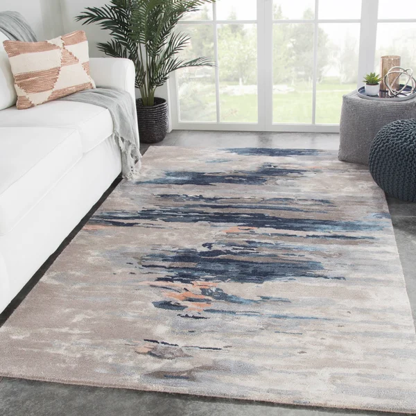 Juniper Home Tennyson Handmade Abstract Teal/ Gray Area Rug - 5& x 8&