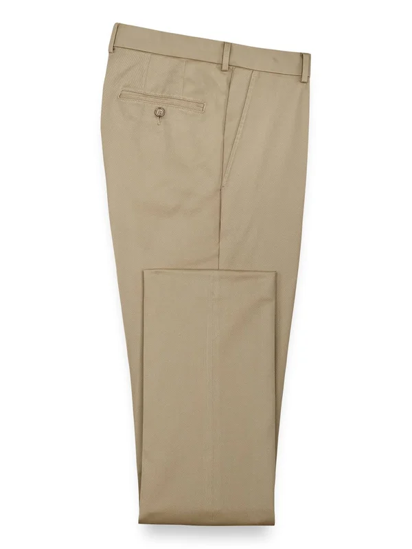 Men's Pants - Tailored Fit in Solid Khaki Non Iron Impeccable Cotton - Paul Fredrick