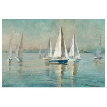 Great Big Canvas, Rolled Danhui Nai Poster Print entitled Sailboats at Sunrise, Size: 30 inch x 20 inch, Multi-Color