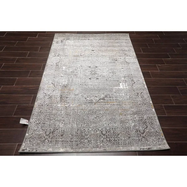 Oriental Rug of Houston 6'07 inchx9' Machine Made Polypropylene KPSI Premium Oriental Area Rug Silver - White Color, Size: 6 x 9