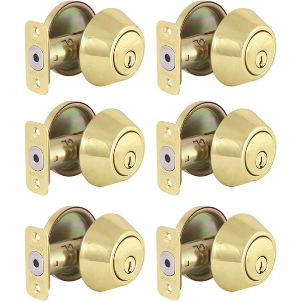 Defiant DL71D6-K-KD Single Cylinder Deadbolt Contractor Pack Polished Brass - Pack of 6