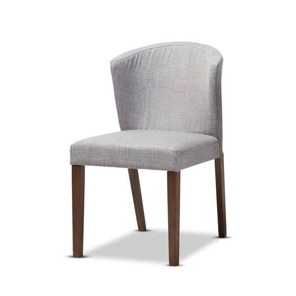 Baxton Studio Cassie Mid-Century Modern Walnut Wood Light Grey Fabric 5-Piece Dining Set