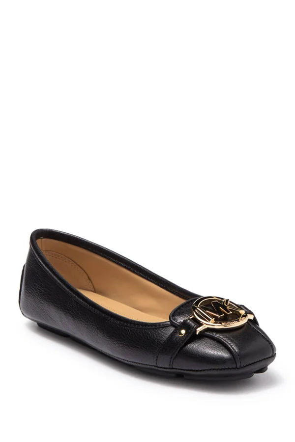 Michael Michael Kors Fulton Metallic Logo Flat Black At Nordstrom Rack - Womens Ballet Flats - Summer Shoes