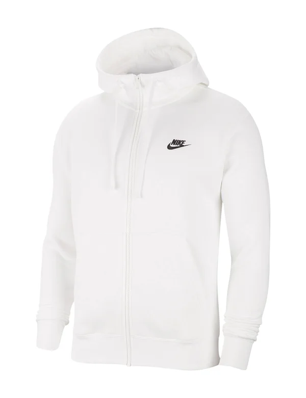 Nike Men's Sportswear Club Fleece Full-Zip Hoodie BV2645-100 - White/White/Black - M