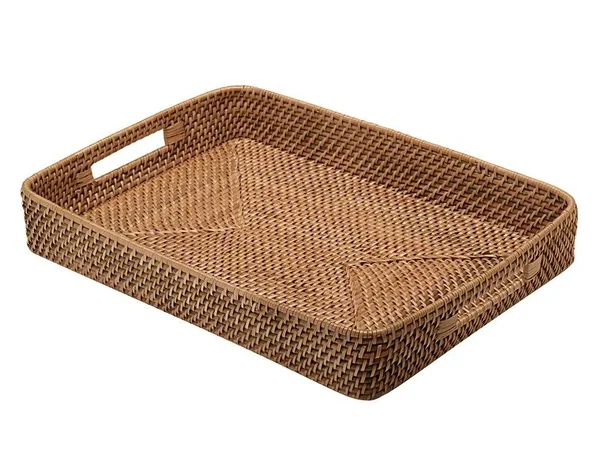 Kouboo Rattan Serving Tray with Cut-Out Handles Honey Brown