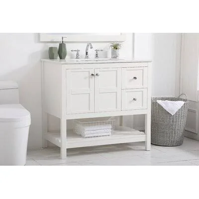 Duncombe 36x22 Single Bathroom Vanity Set Beachcrest Home Base Finish: White, Hardware Finish: Brushed Nickel