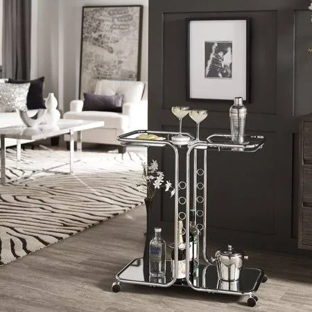 Weston Home Chelsea Lane Hazel Chrome Finish Bar Cart, Silver