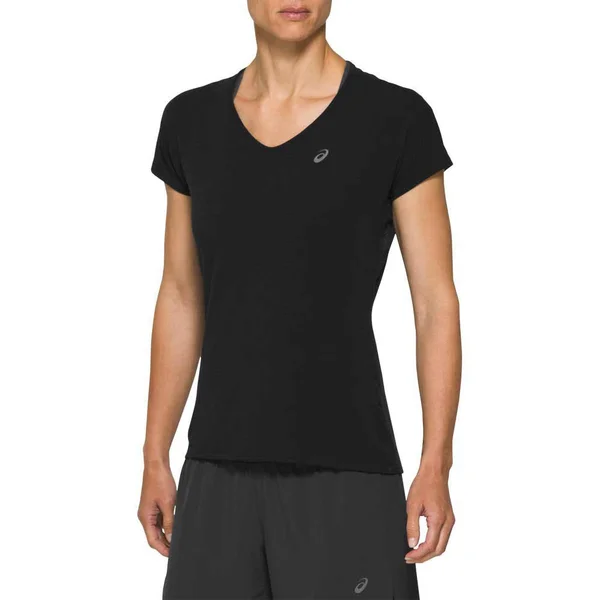 Asics V Neck T Shirt Ladies - Size 14, Black