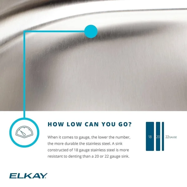 Elkay Lustertone ELUH2816PD Single Bowl Undermount Stainless Steel Kitchen Sink with Perfect Drain