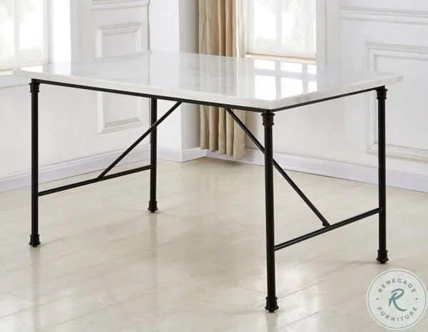 Steve Silver Claire White Marble Top Rectangular Dining Table