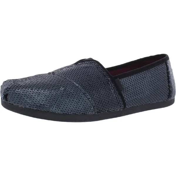 Classic Womens Sequined Slip on Flats - 5.5, Black Sequin