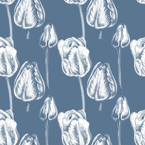 Hartous Vintage Tulips Removable Wallpaper - Size: 10&Large x 24W, Gray