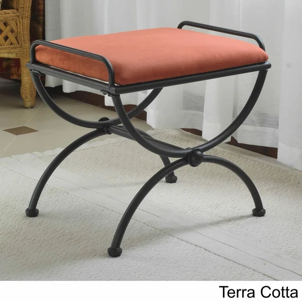 International Caravan Iron Upholstered Vanity Stool - Sage