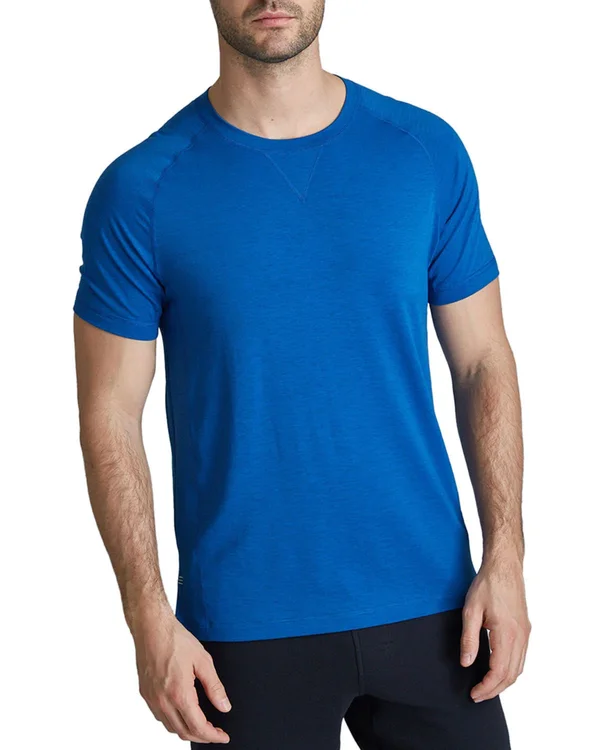 Fourlaps Men's Level Solid Tech Tee, Royal Heather, M, Shirts Tops Short-Sleeve T-Shirts Tees