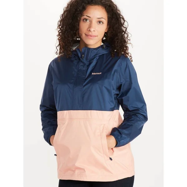 Marmot Women's PreCip Eco Anorak - Large - Arctic Navy, Pink Lemonade