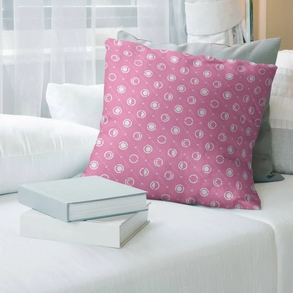 Warm Tones Classic Moon Phases Pattern Throw Pillow - 18 x 18 - Pink - Polyester